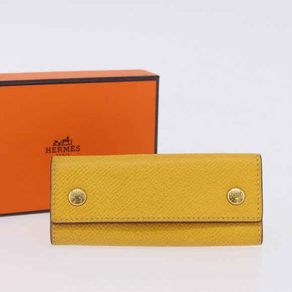 HERMES Serie Key Case Leather Courchevel Yellow Auth 191163M