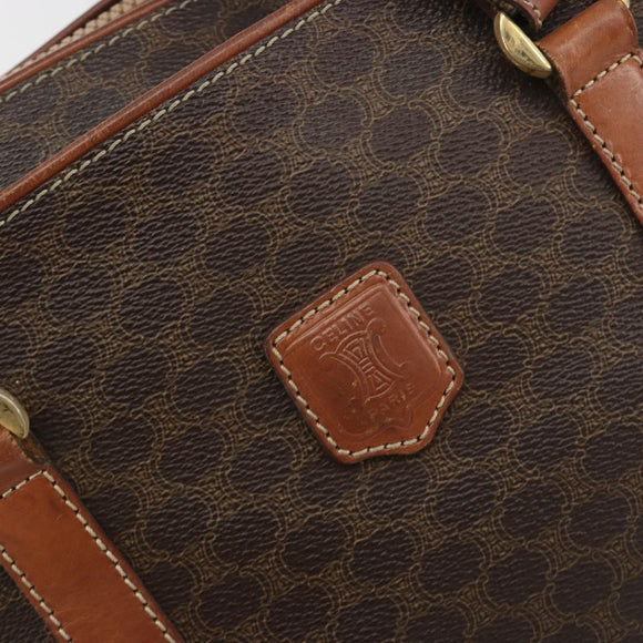 CELINE Macadam Tote Bag PVC Leather Brown Gold Tone Auth 191179
