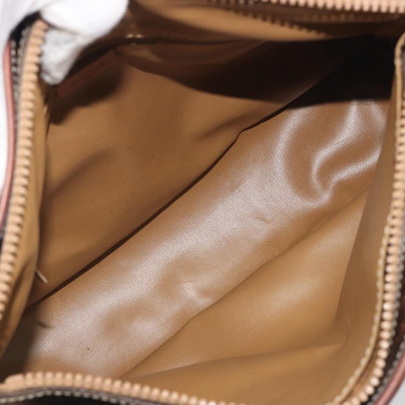 CELINE Macadam Tote Bag PVC Leather Brown Gold Tone Auth 191179