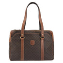 CELINE Macadam Tote Bag PVC Leather Brown Gold Tone Auth 191179-13