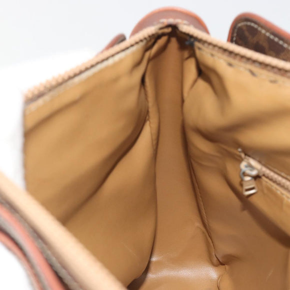 CELINE Macadam Tote Bag PVC Leather Brown Gold Tone Auth 191179