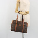 CELINE Macadam Tote Bag PVC Leather Brown Gold Tone Auth 191179-27