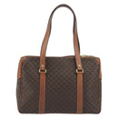 CELINE Macadam Tote Bag PVC Leather Brown Gold Tone Auth 191179-2