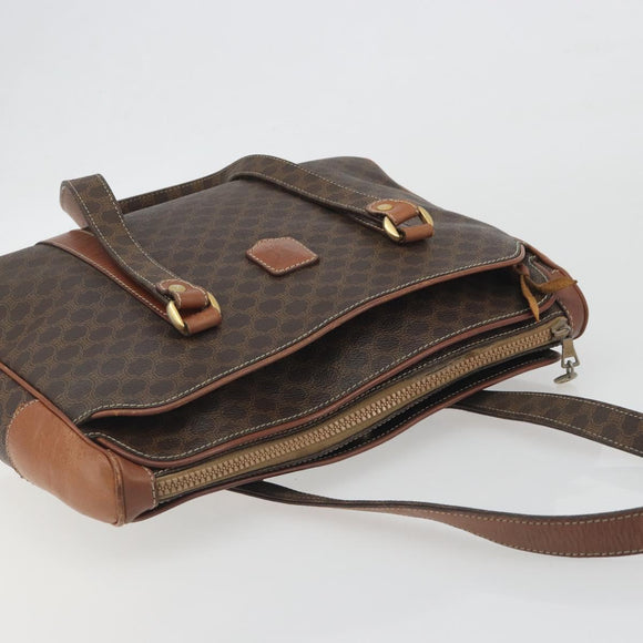 CELINE Macadam Tote Bag PVC Leather Brown Gold Tone Auth 191179