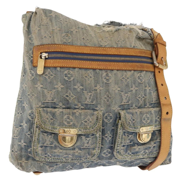 LOUIS VUITTON Monogram Denim Buggy GM Shoulder Bag Blue M95048 LV Auth 191180