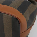 FENDI Pecan Shoulder Bag PVC Leather Black Gold Tone Auth 191181-10