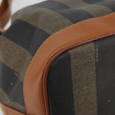FENDI Pecan Shoulder Bag PVC Leather Black Gold Tone Auth 191181-11