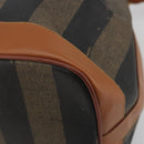 FENDI Pecan Shoulder Bag PVC Leather Black Gold Tone Auth 191181-12
