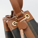 FENDI Pecan Shoulder Bag PVC Leather Black Gold Tone Auth 191181-14