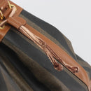 FENDI Pecan Shoulder Bag PVC Leather Black Gold Tone Auth 191181-15