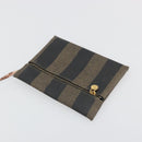 FENDI Pecan Shoulder Bag PVC Leather Black Gold Tone Auth 191181-19