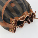 FENDI Pecan Shoulder Bag PVC Leather Black Gold Tone Auth 191181-6