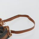 FENDI Pecan Shoulder Bag PVC Leather Black Gold Tone Auth 191181-8