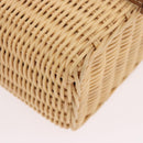 PRADA Wicker Hand Bag Rattan 2way Beige Gold Auth 191258SAM-10
