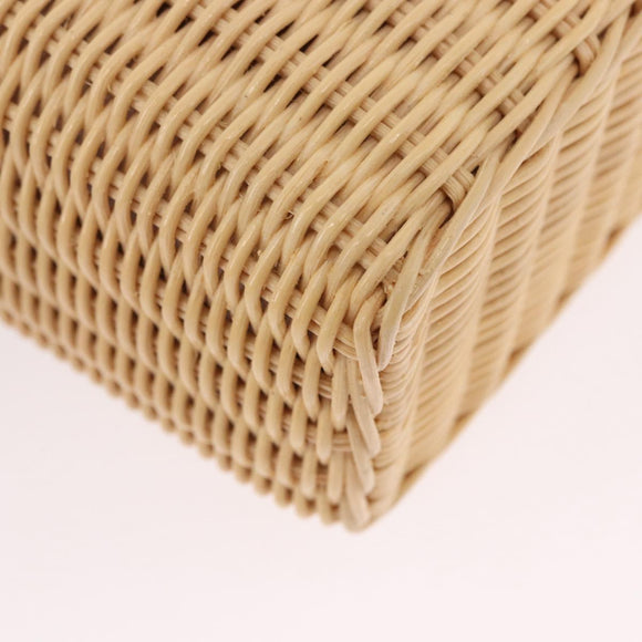 PRADA Wicker Hand Bag Rattan 2way Beige Gold Auth 191258SAM
