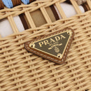 PRADA Wicker Hand Bag Rattan 2way Beige Gold Auth 191258SAM-14