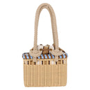 PRADA Wicker Hand Bag Rattan 2way Beige Gold Auth 191258SAM-3