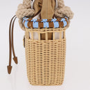PRADA Wicker Hand Bag Rattan 2way Beige Gold Auth 191258SAM-4