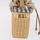PRADA Wicker Hand Bag Rattan 2way Beige Gold Auth 191258SAM-5