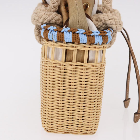 PRADA Wicker Hand Bag Rattan 2way Beige Gold Auth 191258SAM