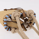 PRADA Wicker Hand Bag Rattan 2way Beige Gold Auth 191258SAM-6