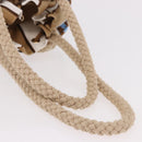 PRADA Wicker Hand Bag Rattan 2way Beige Gold Auth 191258SAM-7