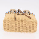 PRADA Wicker Hand Bag Rattan 2way Beige Gold Auth 191258SAM-9