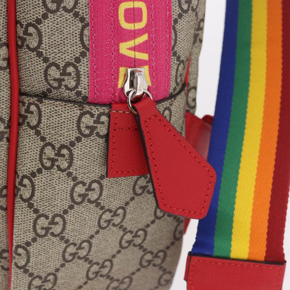 GUCCI GG Supreme Backpack PVC Beige Silver 501976 Auth 191263SM
