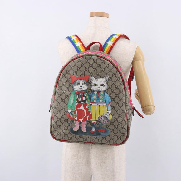 GUCCI GG Supreme Backpack PVC Beige Silver 501976 Auth 191263SM
