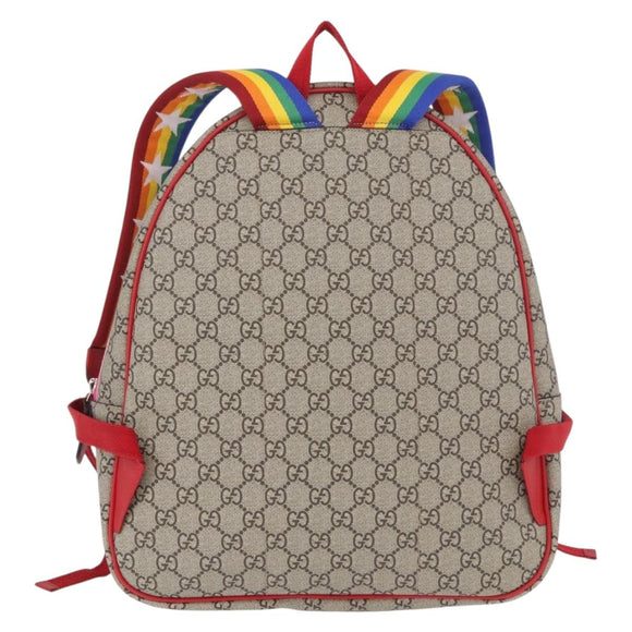 GUCCI GG Supreme Backpack PVC Beige Silver 501976 Auth 191263SM