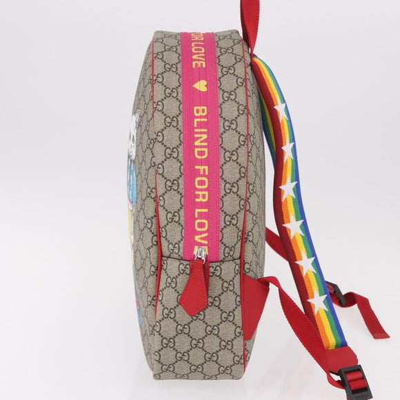 GUCCI GG Supreme Backpack PVC Beige Silver 501976 Auth 191263SM