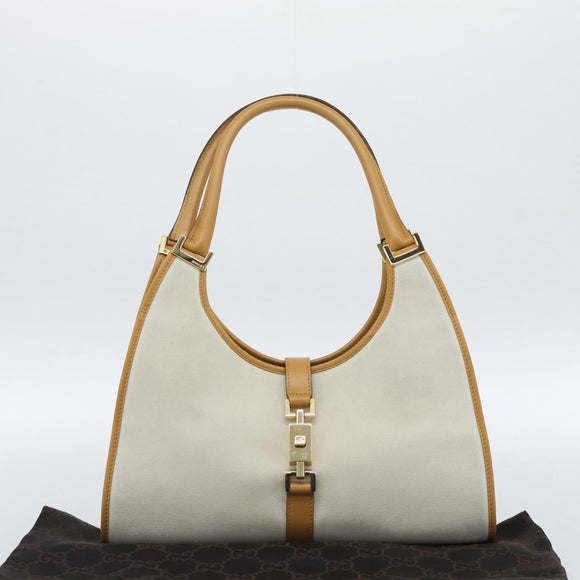 GUCCI Hand Bag Suede Gray Gold 002 1067 Auth 191272V
