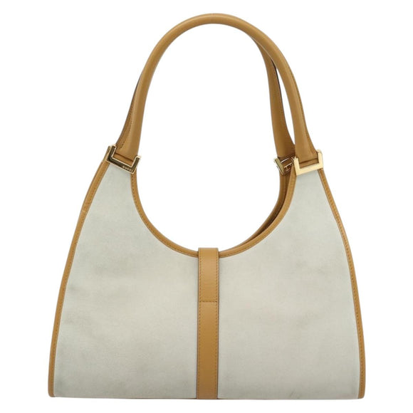 GUCCI Hand Bag Suede Gray Gold 002 1067 Auth 191272V