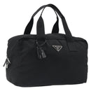 PRADA Boston Bag Nylon Black Silver Auth 191276A-1