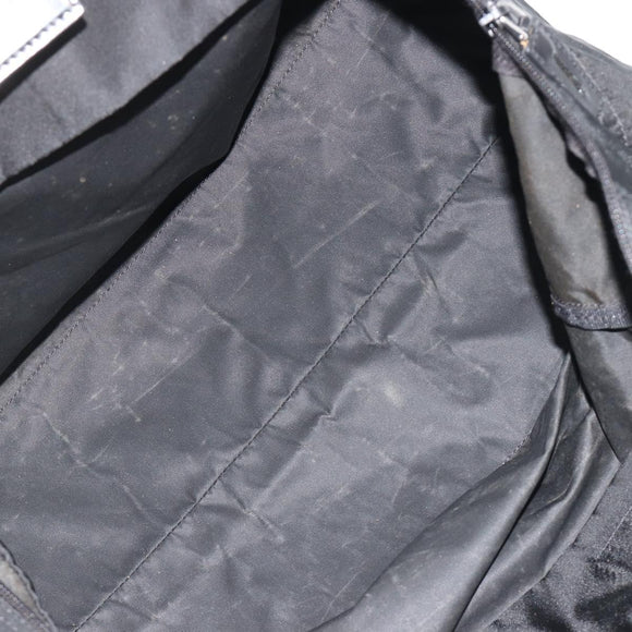 PRADA Boston Bag Nylon Black Silver Auth 191276A