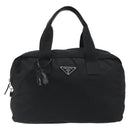 PRADA Boston Bag Nylon Black Silver Auth 191276A-13