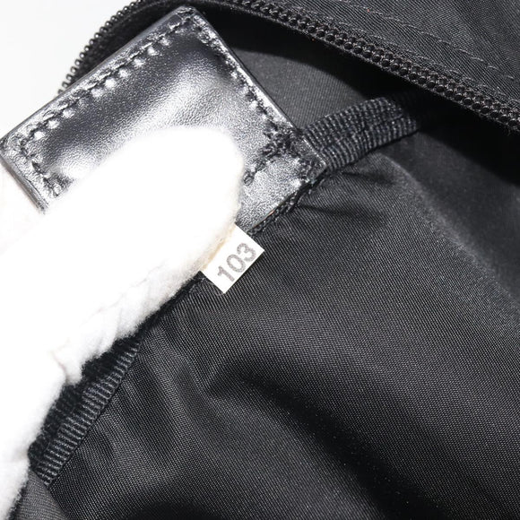 PRADA Boston Bag Nylon Black Silver Auth 191276A