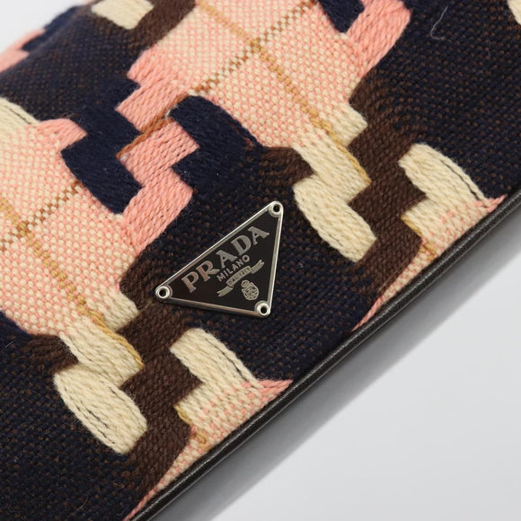 PRADA Shoulder Bag Knitted Fabrics Pink Silver Auth 191277V