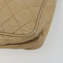 CHANEL Matelasse Chain Shoulder Bag Lamb Skin Beige Gold CC Auth 191285-14