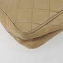 CHANEL Matelasse Chain Shoulder Bag Lamb Skin Beige Gold CC Auth 191285-15