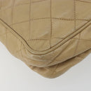 CHANEL Matelasse Chain Shoulder Bag Lamb Skin Beige Gold CC Auth 191285-17