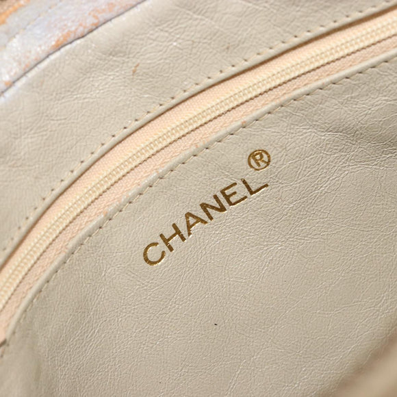 CHANEL Matelasse Chain Shoulder Bag Lamb Skin Beige Gold CC Auth 191285