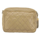 CHANEL Matelasse Chain Shoulder Bag Lamb Skin Beige Gold CC Auth 191285-2