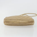 CHANEL Matelasse Chain Shoulder Bag Lamb Skin Beige Gold CC Auth 191285-5