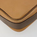LOEWE Anagram Shoulder Bag Leather Beige Gold Auth 191290-14