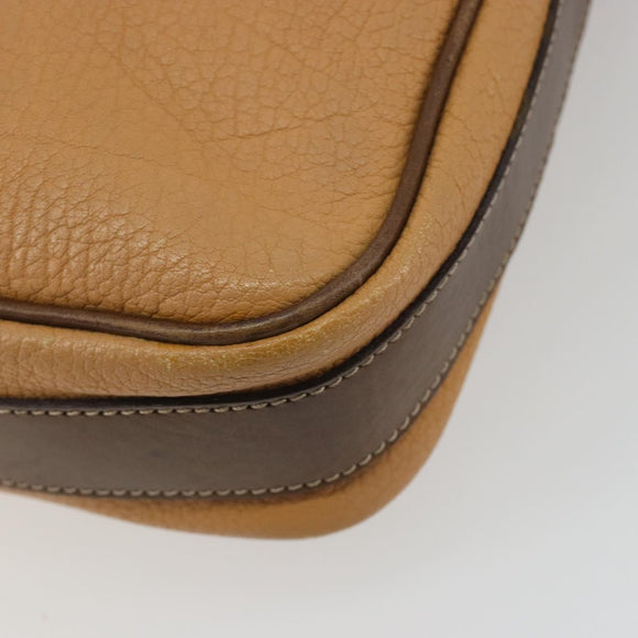 LOEWE Anagram Shoulder Bag Leather Beige Gold Auth 191290