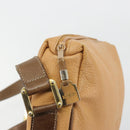LOEWE Anagram Shoulder Bag Leather Beige Gold Auth 191290-10