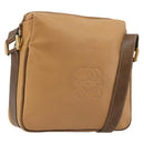 LOEWE Anagram Shoulder Bag Leather Beige Gold Auth 191290-1