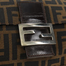 FENDI Zucca Canvas Mamma Baguette Shoulder Bag Black Brown Auth 191291SAV-19
