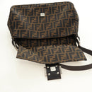 FENDI Zucca Canvas Mamma Baguette Shoulder Bag Black Brown Auth 191291SAV-20